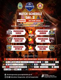 MATCH SCHEDULE DAY 2 TURNAMEN VOLI HARGOMULYO TAHUN 2026